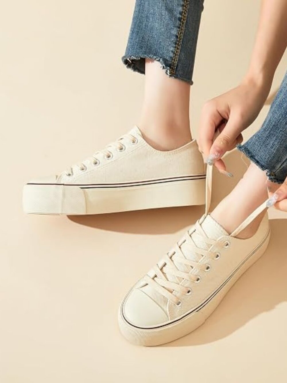 Platform Sneakers for Women White Platform Shoes Low Top Tennis Shoes Non Slip B